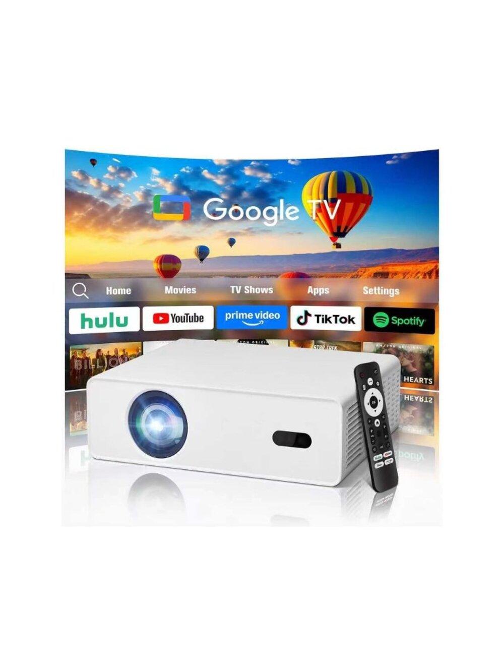 4K Smart Projector, Native 1080P Full HD Projector with Google TV 1000 ANSI Lume